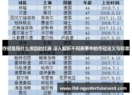 夺冠是指什么级别的比赛 深入解析不同赛事中的夺冠含义与标准